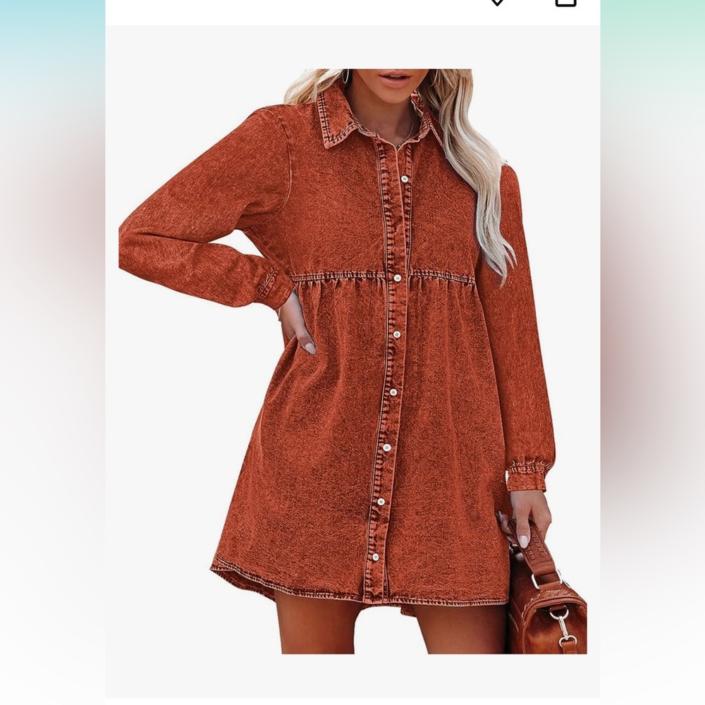 Orange denim dress
